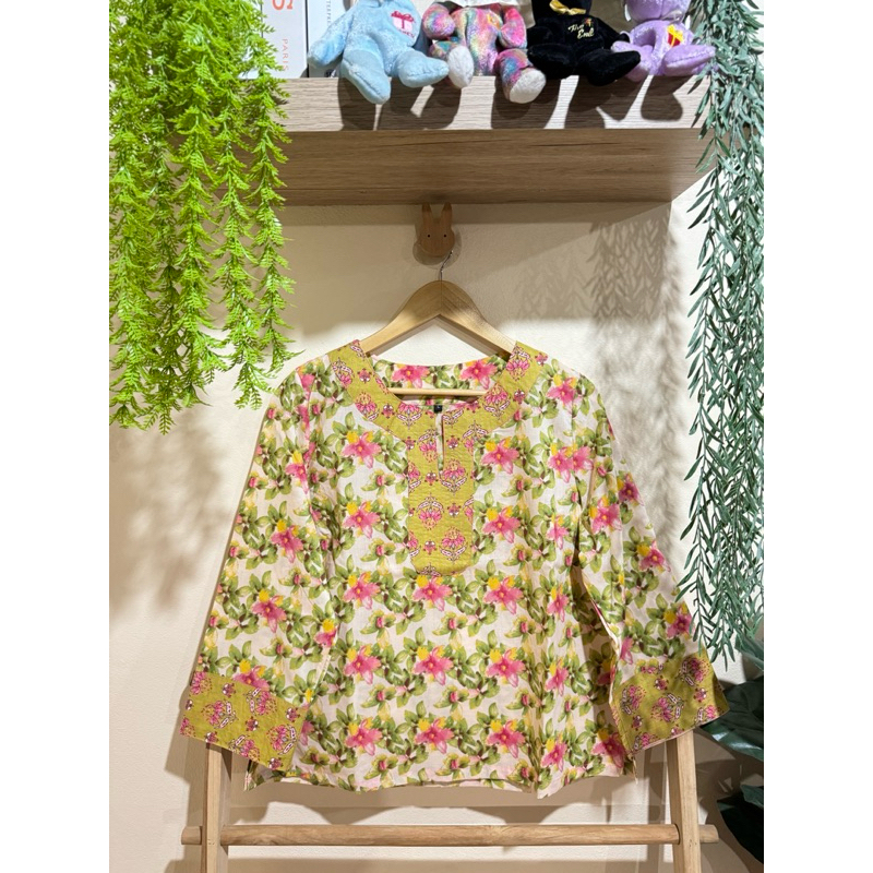 เสื้อคอตต้อนอินเดียแขนยาวทูโทน