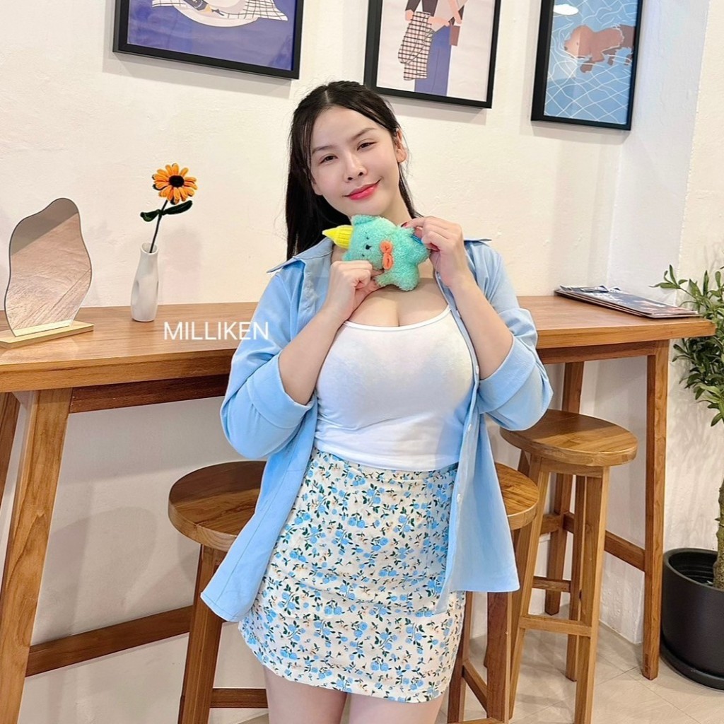 กระโปรงทรงเอ ลายดอกไม้ มีกางเกงซับใน กระโปรงลายดอกไม้ เกาหลี น่ารัก ราคา ถูกที่สุด ดีลบีเคเค แกลเลอรีภาพที่ 8
