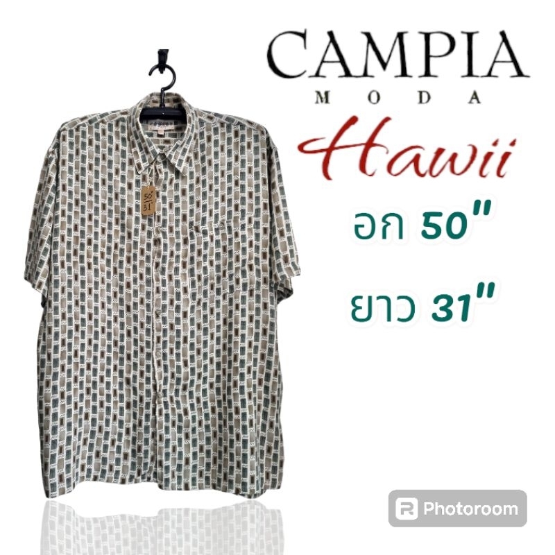 เสื้อฮาวาย Hawaii, vintage, ยี่ห้อ campia moda [อก 50"/ยาว 31"]