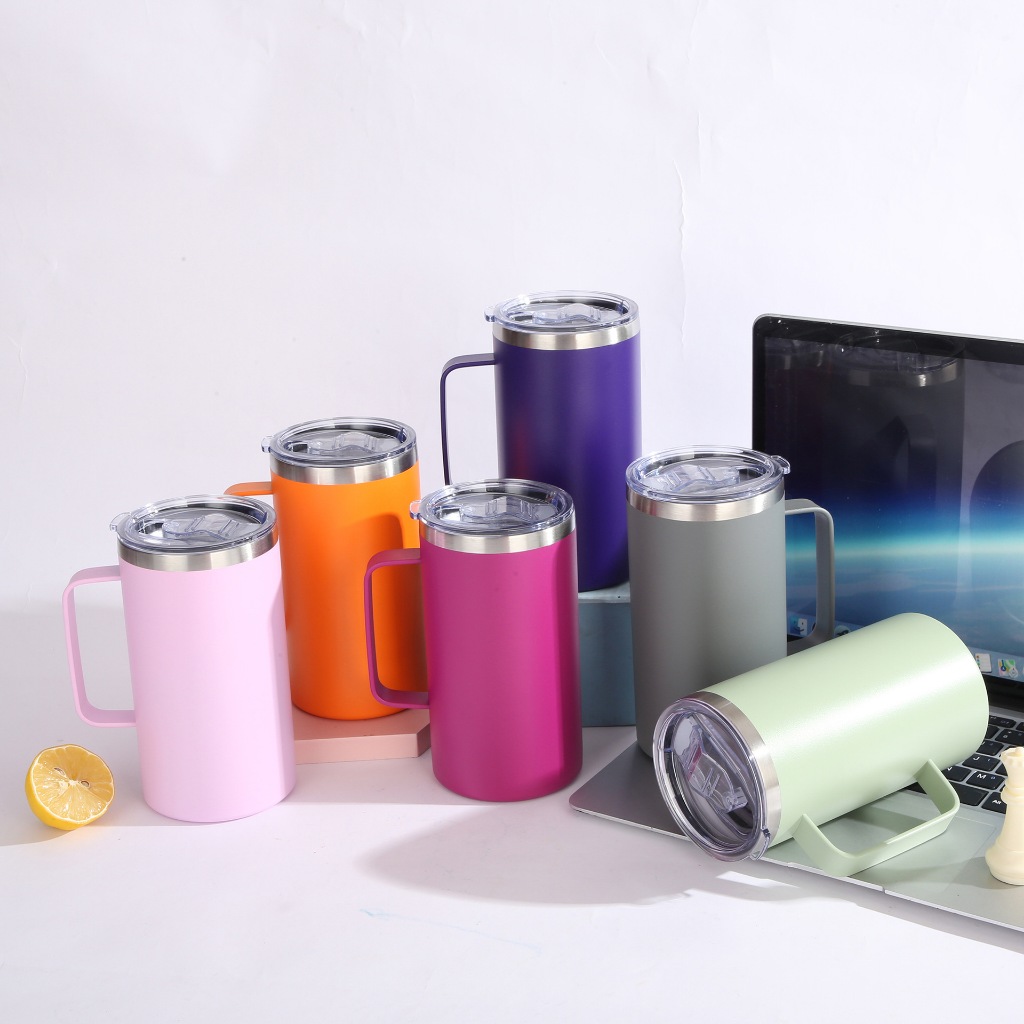 ใหม่ 20 ออนซ์ sus 304 แก้วเก็บความเย็น หูจับ พร้อมฝาปิด