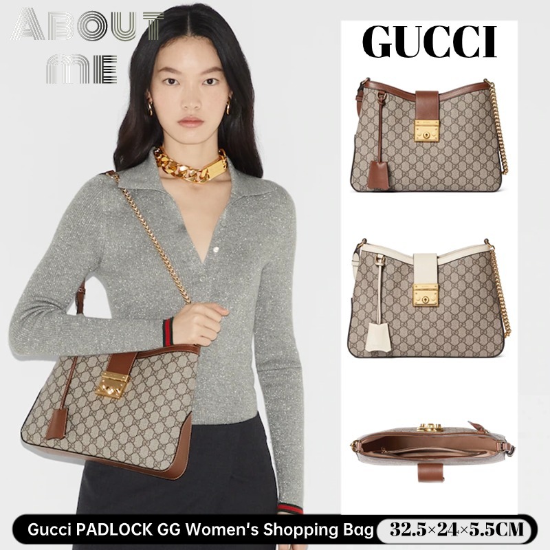 กุชชี่ 🌸Gucci PADLOCK GG Women's Shopping Bag 🌸 กระเป๋าถือผู้หญิง 2024 รูปแบบใหม่ 795113