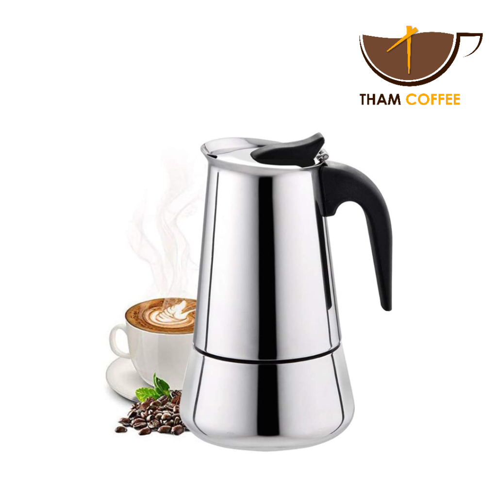 หม้อต้มกาแฟแบบแรงดัน กาต้มกาแฟสดแบบพกพา Moka Pot ใช้ทำกาแฟสด 300ml/450ml Tham coffee