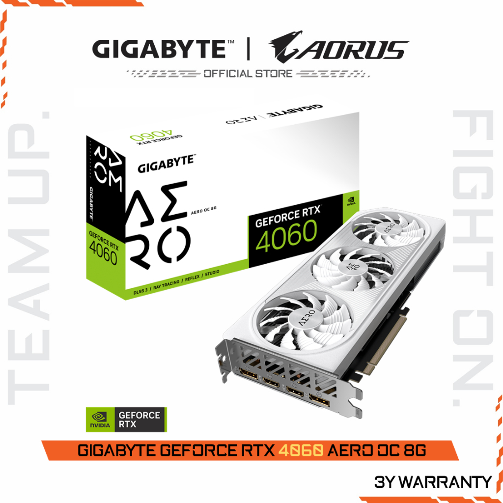 GIGABYTE GeForce RTX 4060 AERO OC 8G (VGA Card) GV-N4060AERO OC-8GD-1.0