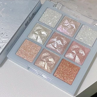 พาเลทอายแชโดว์ 9 สี พาเลทตา ประกายมุก แฟลช ไฮไลท์ สีสวย กันน้ำ ติดทน แบบพกพา