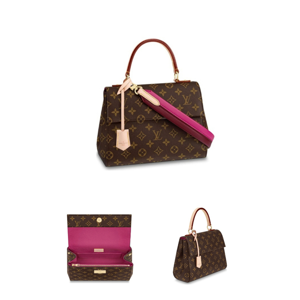 ของแท้ 100%/Louis Vuitton LV/กระเป๋าผู้หญิง CLUNY BB กระเป๋าสะพายข้าง presbyopic/กระเป๋าโท้ตมือถือ