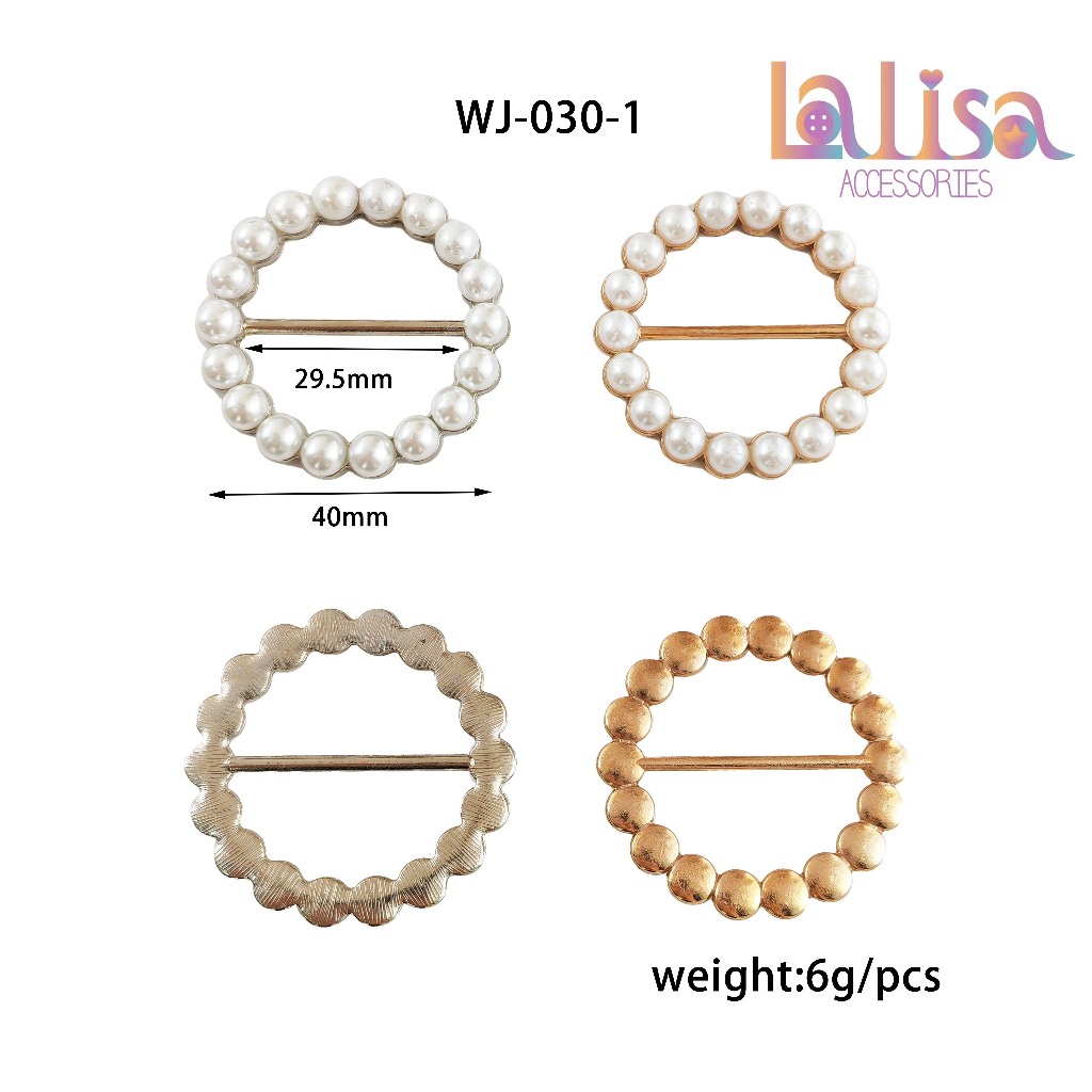 แหวนกลัดผ้าพันคอไหมแบบไร้เข็ม หัวเข็มขัดผ้าพันคอ scarf buckle with pearls (E-3-L,WJ-030-1)