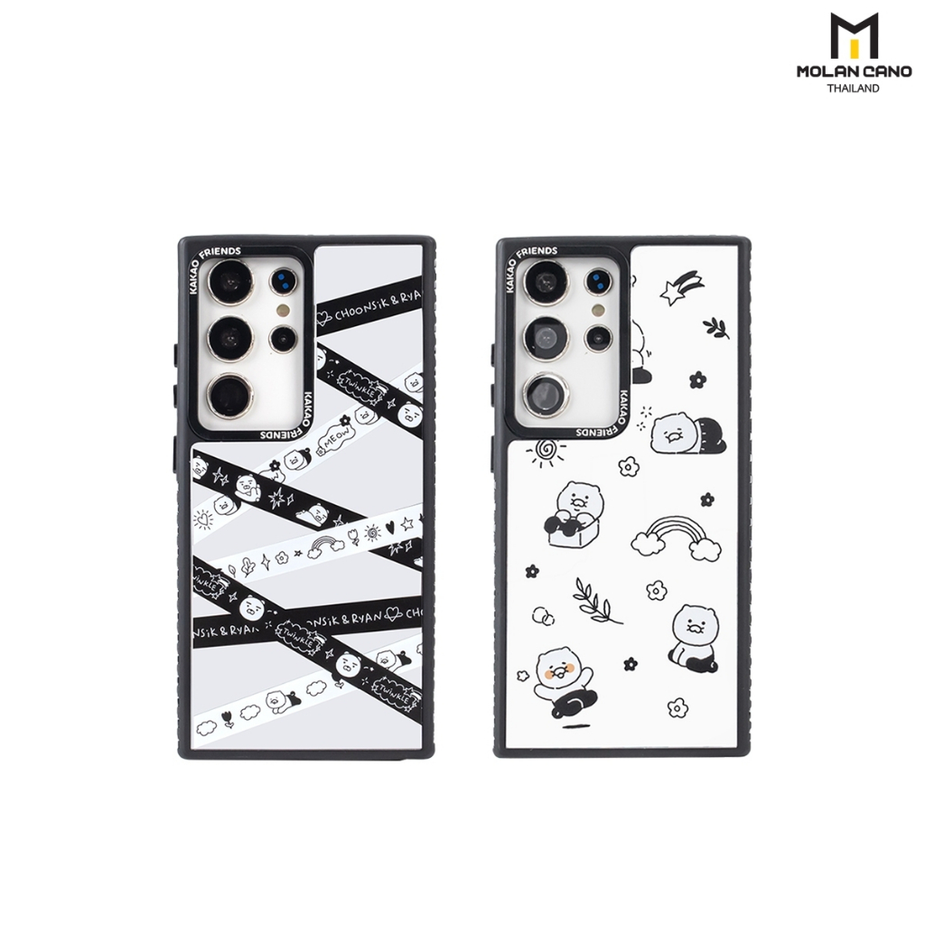 MOLAN CANO รุ่น S24 Ultra Mirror printing เคสกระจกลาย kakao friends สำหรับซัมซุง เคส กันกระแทก-ขอบดำ