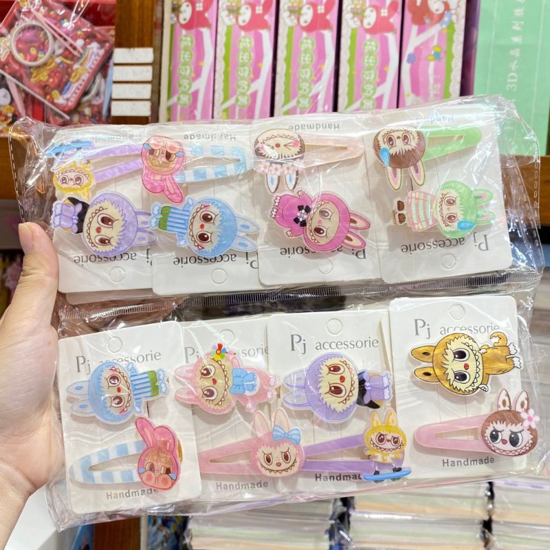 กิ๊บติดผมลาบูบู้Labubuแผง2ตัวขายส่งยกโหล12แผงสุดคุ้ม