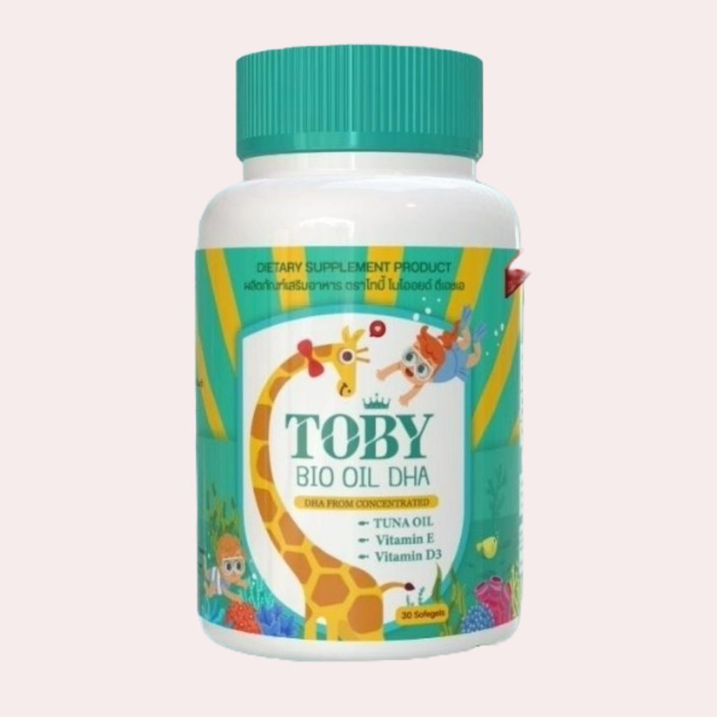 (โฉมใหม่) โทบี้ ไบโอ ออย Toby Bio oil brand DHA 1 กระปุก