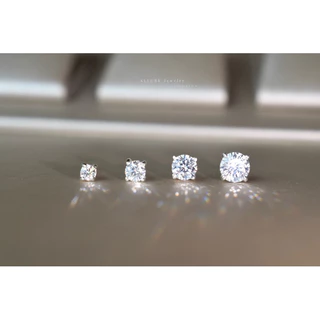 ต่างหูเงินแท้ 925 ประดับเพชร CZ Swiss Diamond งานฝัง 4 เตย - Allure Jewelry
