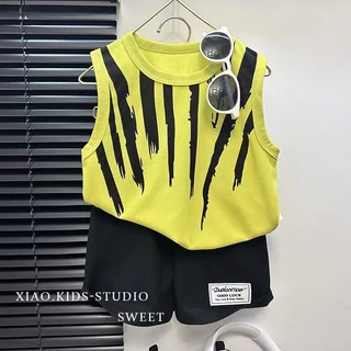 TZ04 ชุดเสื้อกั๊ก กางเกงขาสั้น แฟชั่นฤดูร้อน สไตล์เกาหลี 2024 Baby Hero