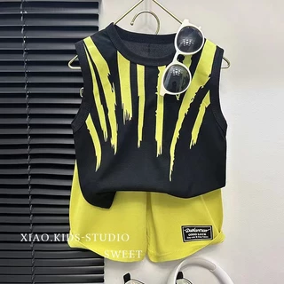 TZ04 ชุดเสื้อกั๊ก กางเกงขาสั้น แฟชั่นฤดูร้อน สไตล์เกาหลี 2024 Baby Hero