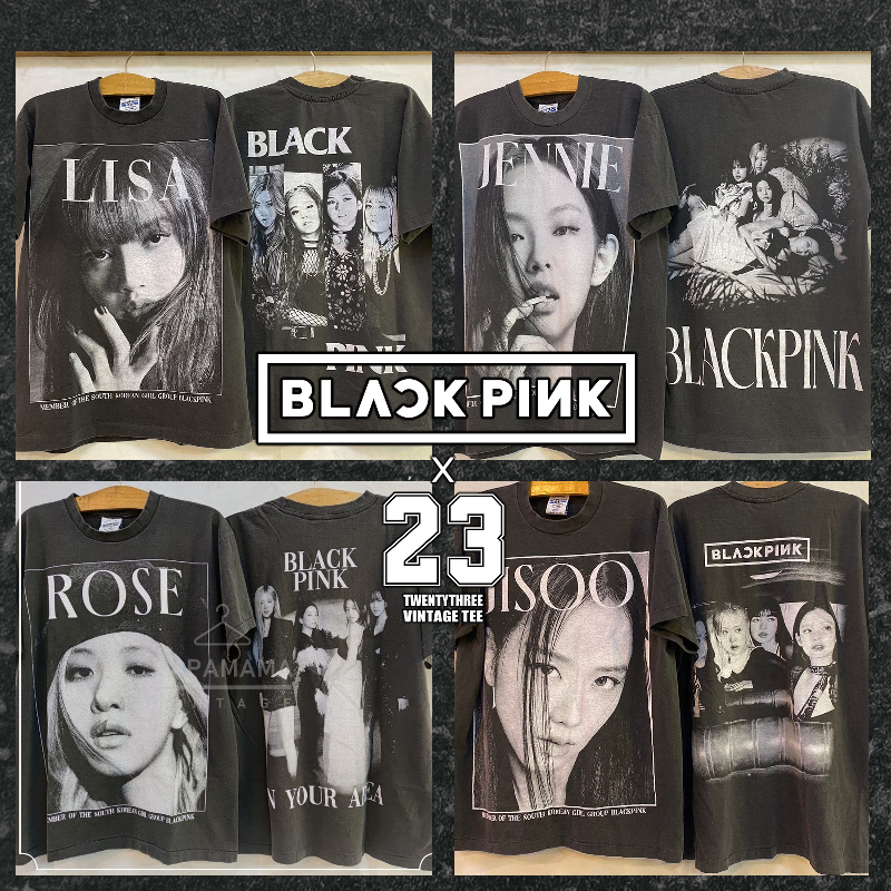 [ 23 ] X [ BLACK PlNK ] tag Bootleg แท้ เสื้อทัวร์ เกาหลี vintage shirt JENNIE / ROSE / LlSA / JISOO