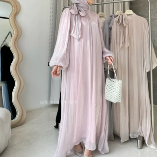 (C03) Heartmade - Camila Dress 🦋 เดรสผ้าชิมเมอร์วิ้งค์ ซับในยาว พร้อมผ้าคลุมเข้าเซ็ต