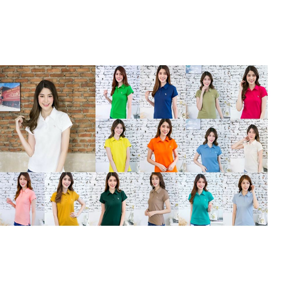 เสื้อคอปกสีขาว สีดำ สีกะปิ สีเทาดำ สีเหลือง สีกรม สีเหลืองมัสตารด์