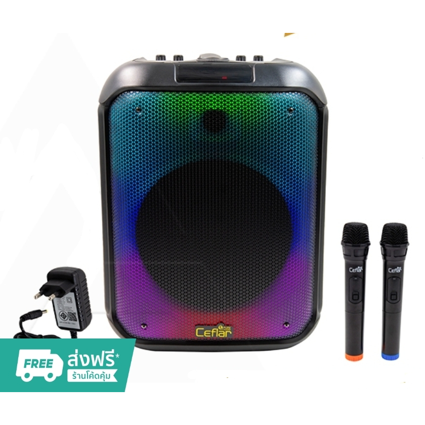 CEFLAR CPS-01 ลำโพงบลูทูธ ไมค์ลอย 2ตัว ลำโพง 12 นิ้ว รองรับ Aux 3.5 mm RCA EQ Bluetooth Speaker LED 