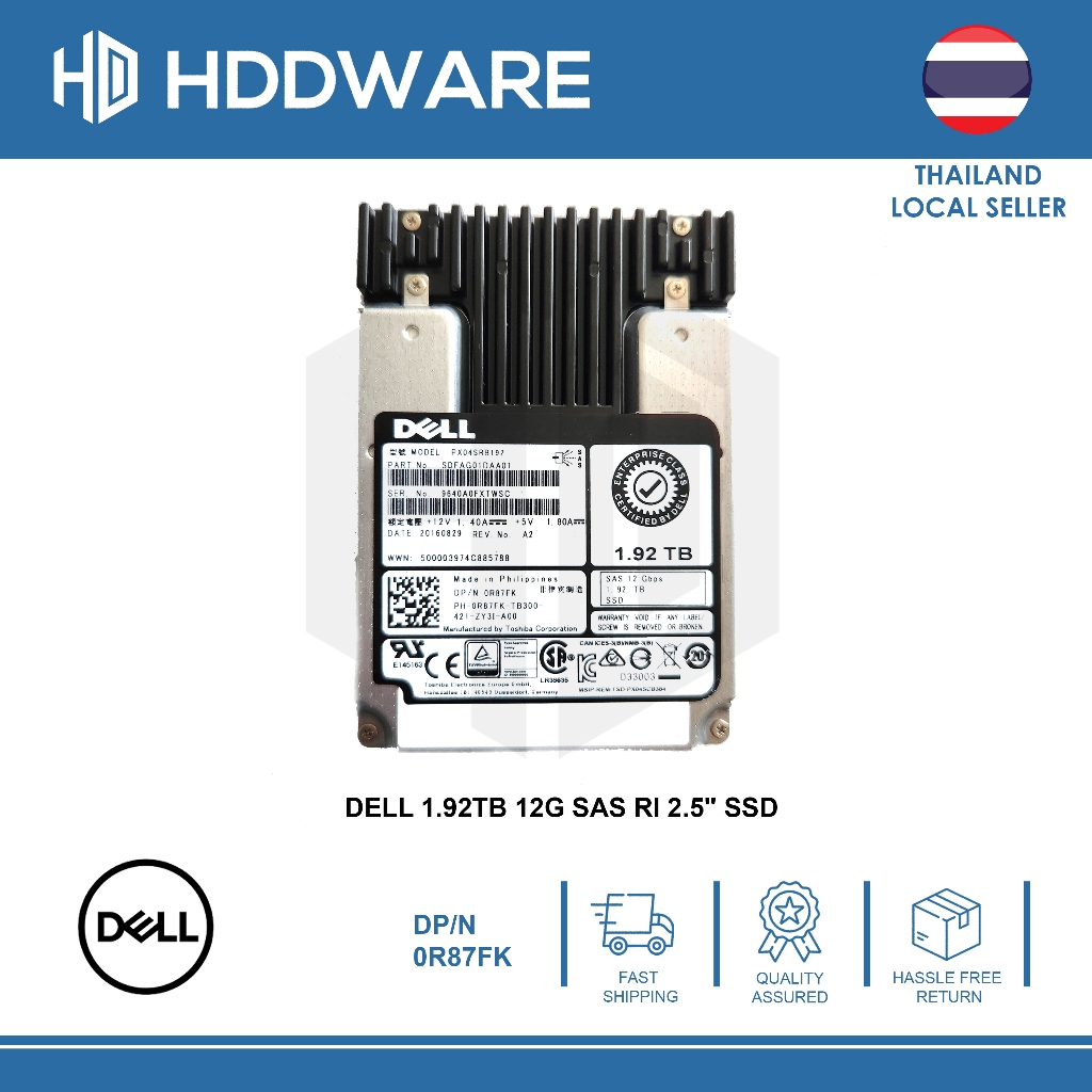 DELL 1.92TB 12G SAS RI 2.5" SSD // 0R87FK // SDFAG01DAA01