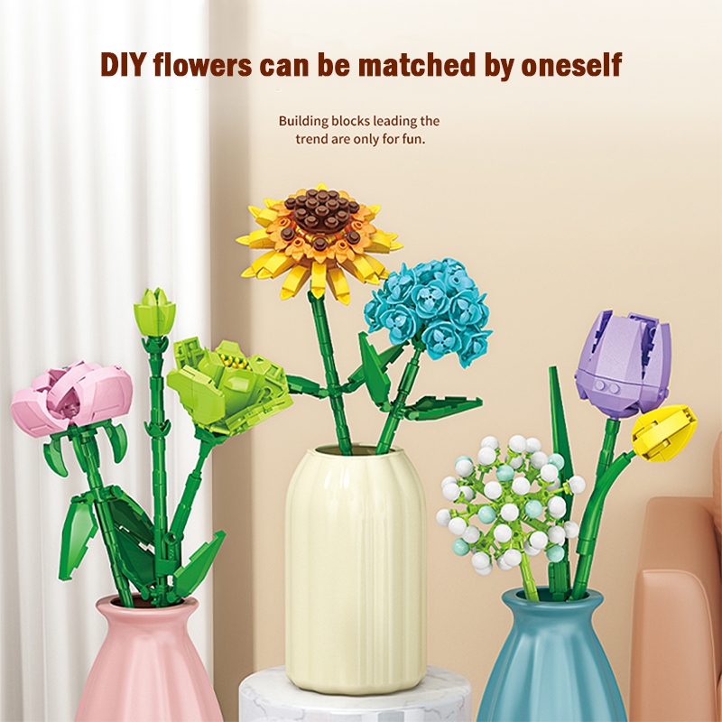 🌷พร้อมส่ง🌷ตัวต่อดอกไม้ ช่อดอกไม้ 48 ตัว มีหลายแบบ ของเล่นเด็ก ของขวัญวันเกิด - รูปที่ 2