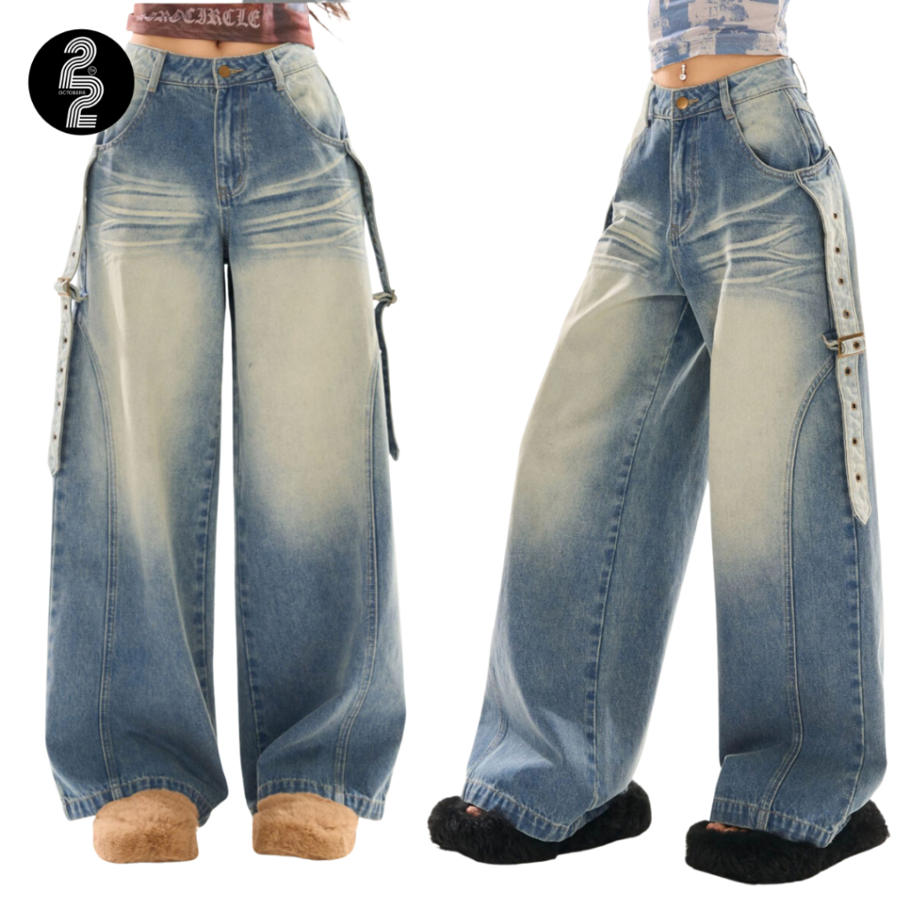 KR1276 "Mega retro jeans" กางเกงยีนส์ทรงเบคกี้สุดฮิตงานดีพรีเมียม