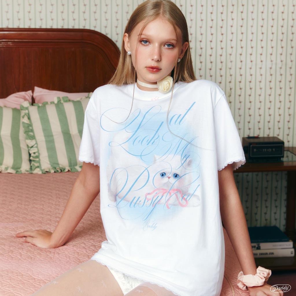 DADDY | Puccie Cat T-shirt เสื้อยืด oversize ลายน้องแมวสุดน่ารัก
