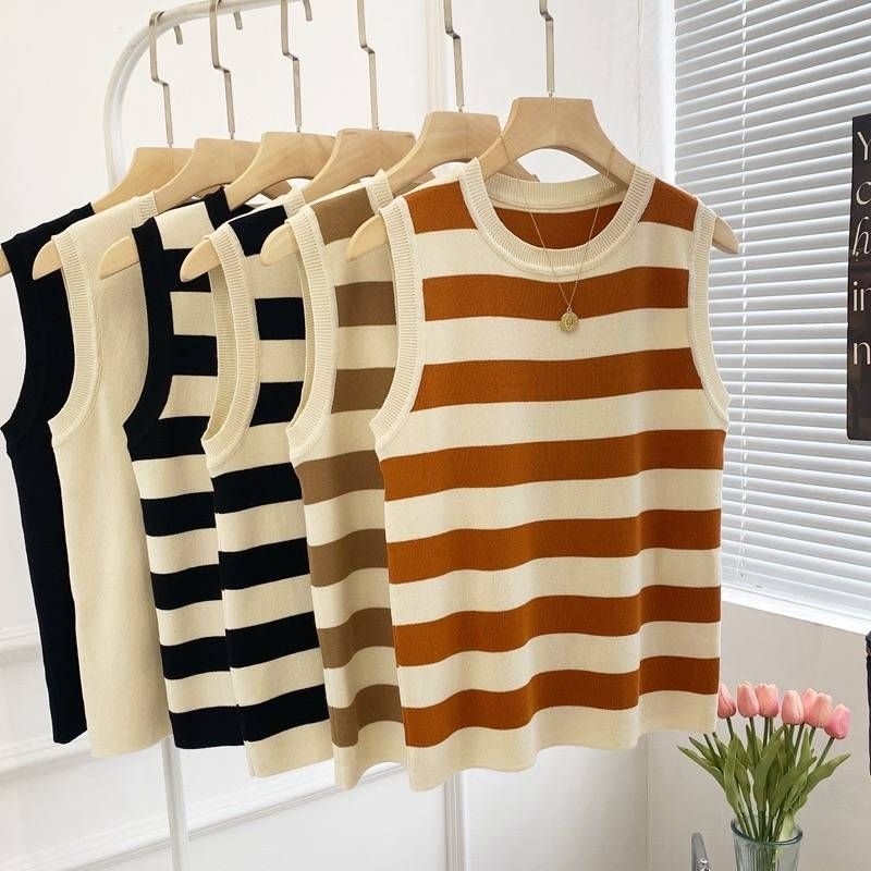 [ A75 ] เสื้อกล้าม ไหมพรม แขนกุด ใส่สบาย