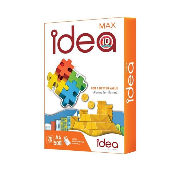 กระดาษถ่ายเอกสาร A4 70 แกรม 500 แผ่น (Idea MAX) 5รีม/ลัง