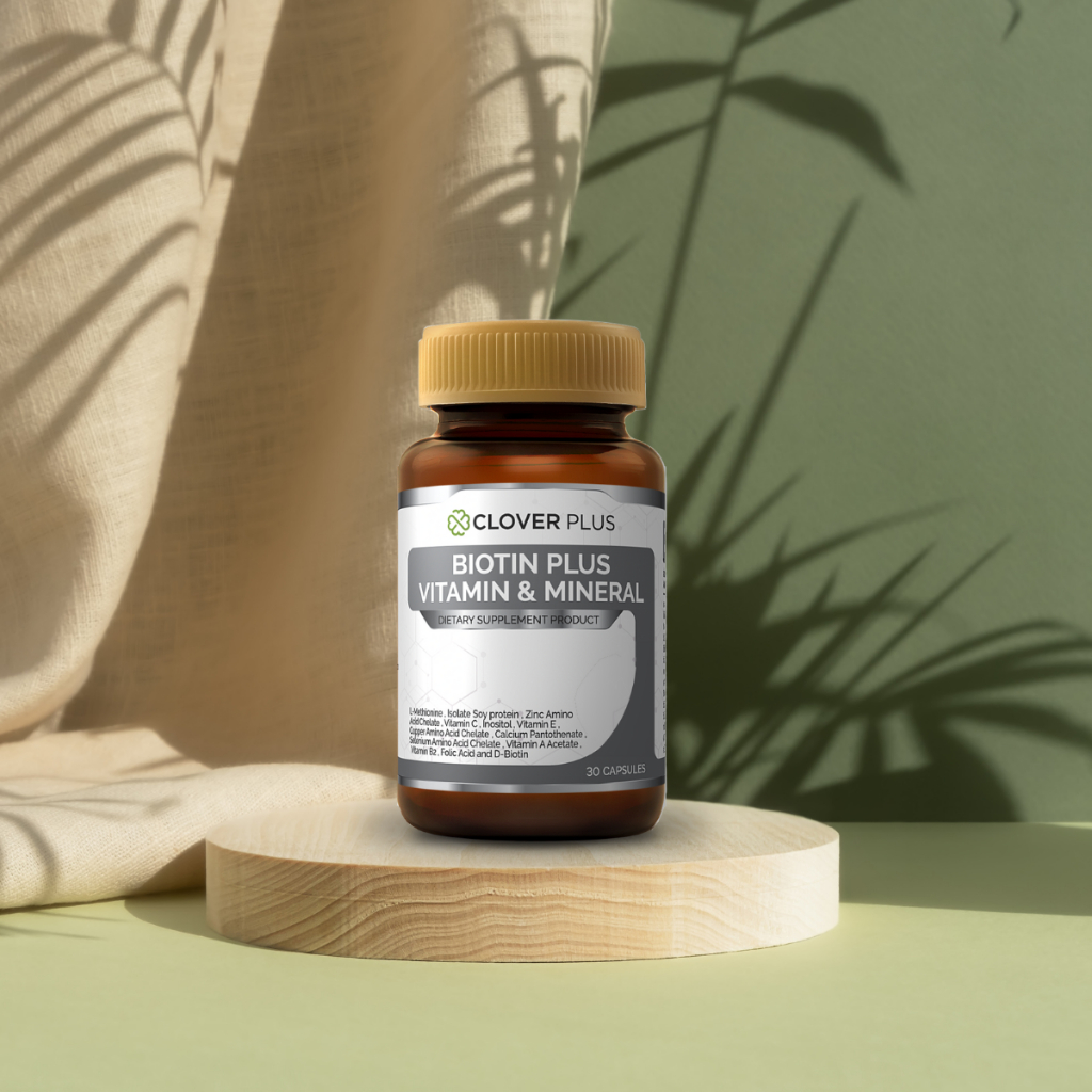 Clover Plus Biotin Plus Vitamin & Mineral ไบโอติน พลัส วิตามินและแร่ธาตุ ซิงค์ ดี-ไบโอติน(30แคปซูล) 12 กระปุก - รูปที่ 2