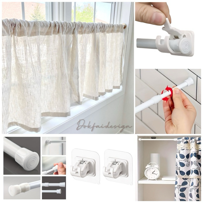 อุปกรณ์ ตกแต่งบ้าน ราวผ้าม่าน ราวยืดหดได้ตามขนาด 60-110cm. แบบไม่ต้องเจาะผนัง ติดตั้งง่ายทำเองได้ไม่ถึงนาที แข็งแรงทดทาน รับน้ำหนักได้ ราคาถูก