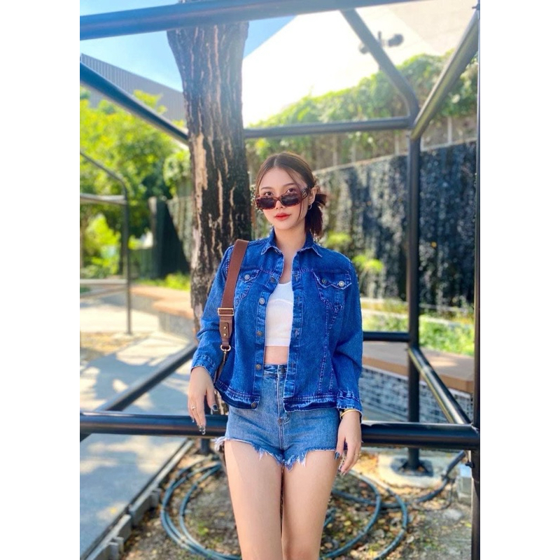 🍭So fashion shop🍭แจ็คเก็ตยีนส์ผ้านิ่ม อก 46