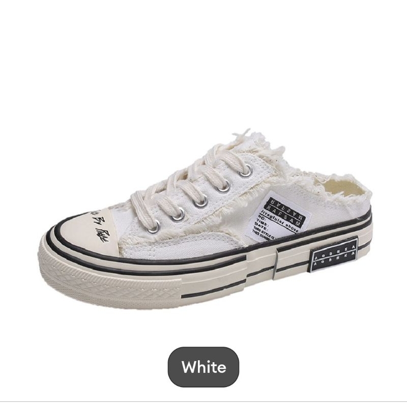 Mule Shoes Canvas Shoes Slip-on Sneaker Women Shoes Men Shoes Flat Sandals มูลส์ รองเท้าล่อ รองเท้าผ