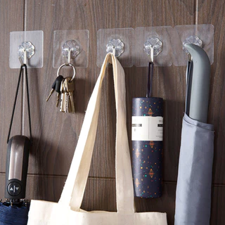 ตะขอติดผนัง ตะขอแปะผนัง หมุดตะขอใส ตะขอแขวนของ DIY ที่แขวนไม้กวาด Magic Hook สติ๊กเกอร์ติดผนัง ที่แขวนของ