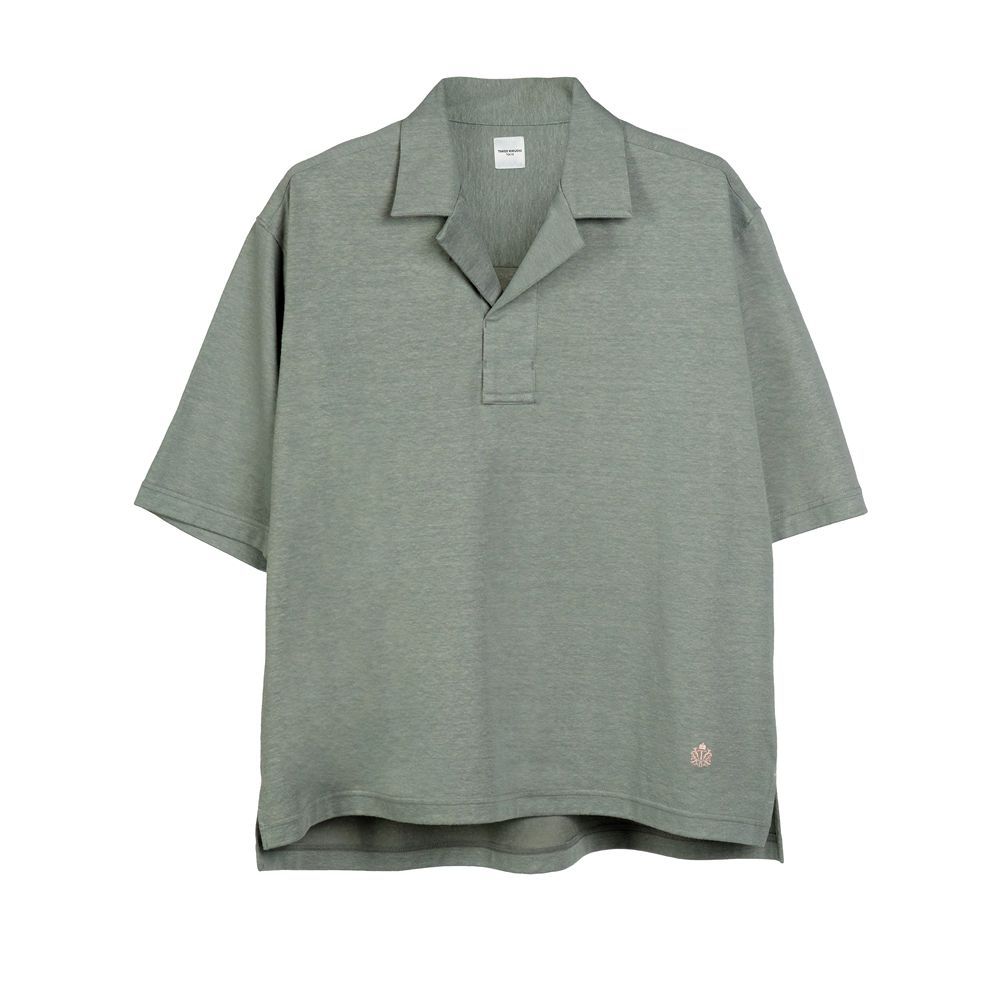 TAKEO KIKUCHI เสื้อโปโลแขนสั้น POLY-LINEN JERSEY OPEN COLLAR SHIRT
