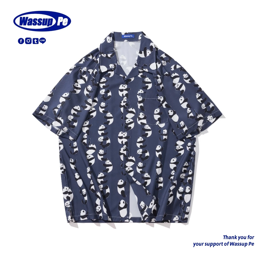 Hawaii Shirt เสื้อเชิ้ตแขนสั้น ลายดอกไม้ ทรงหลวม สไตล์ฮาวาย