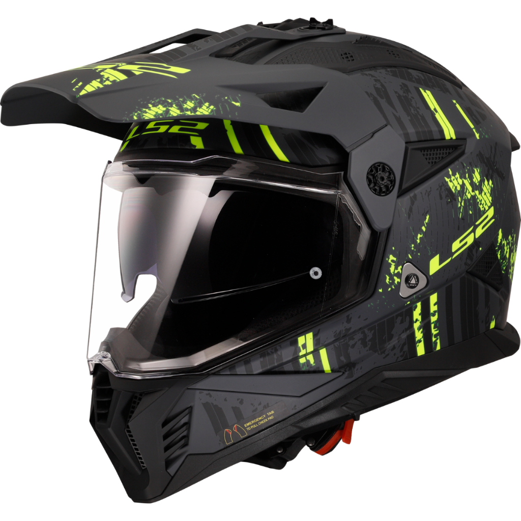 LS2 Helmets MX702 Pioneer II Crazy M. Black H-V Yellow - หมวกกันน็อคทัวร์ริ่งแอดเวนเจอร์