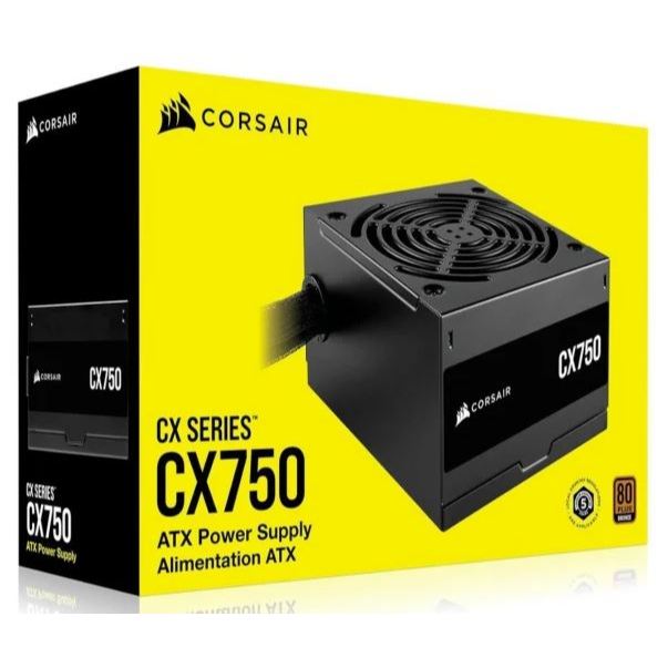 POWER SUPPLY (อุปกรณ์จ่ายไฟ) CORSAIR CX750 – 750W 80 PLUS BRONZE (BLACK) (ATX) (CP-9020279-NA)