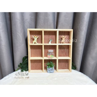 Madoodiiz ถาดไม้9ช่อง กล่องไม้ กะบะไม้ (ถาด9ช่อง) 30*30*4cm พร้อมส่ง