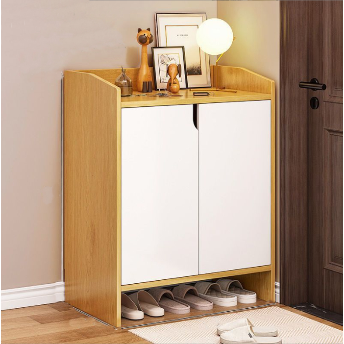 furnituredirect ตู้รองเท้า ชั้นวางรองเท้า ตู้รองเท้าไม้ พร้อมประตูตู้ วางของได้ 1521