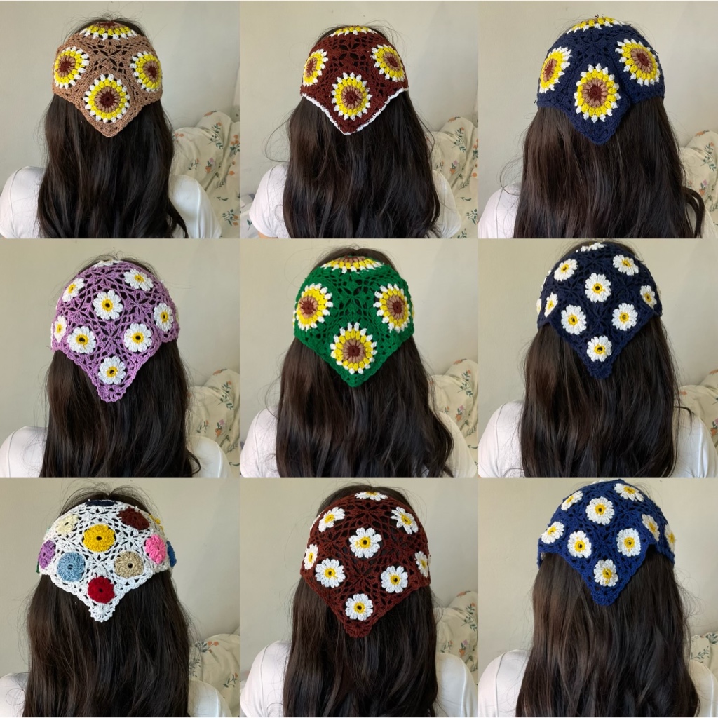 ผ้าโพกผม ผ้าโพกผมแบบถัก ลายดอกไม้สวยๆ พร้อมส่ง