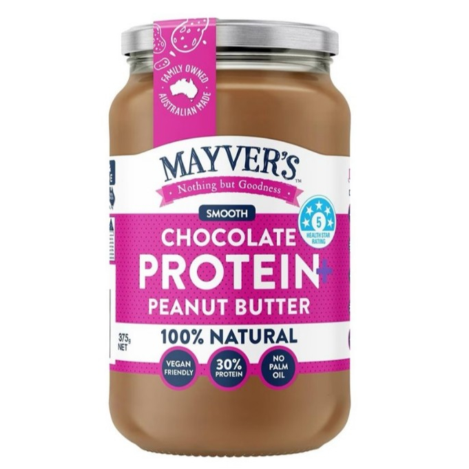 Mayvers Smooth Chocola+ Protein Peanut Butter 375g. เมย์เวอร์ สมูท ช็อกโกแลต โปรตีน พีนัท บัตเตอร์