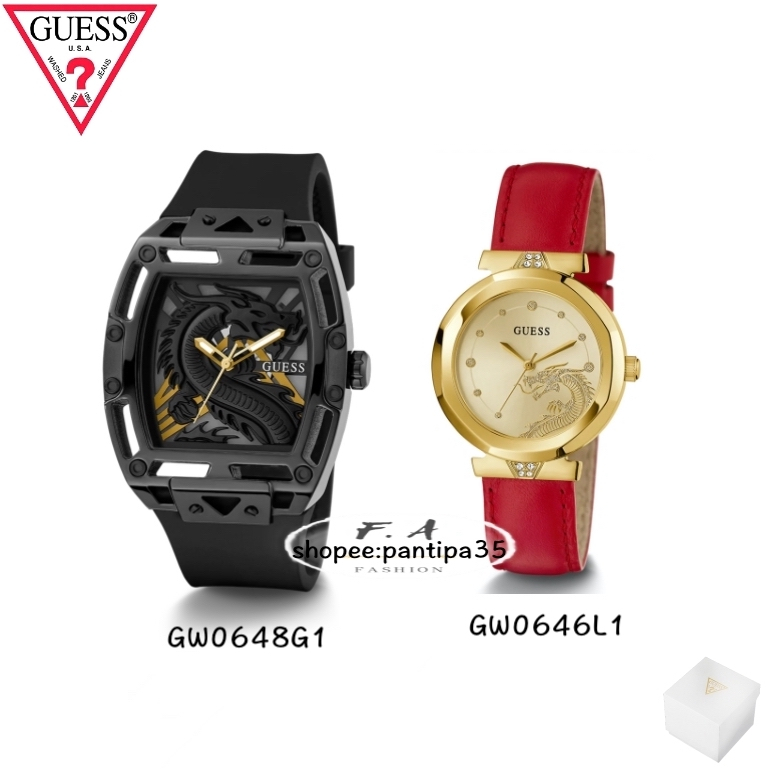 ไม่ต้องเสียค่าจัดส่งF.Aของแท้100% Guess การออกแบบโครงกระดูก ตัวเรือนโปร่งแสง และรายละเอียดหน้าปัดของสไตล์ผู้ชายนี้คือตำน