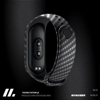 สายซิลิโคนอ่อนนุ่ม MiBand 3 4 5 6 7 8 9 10 สายเนื้อคาร์บอนไฟเบอร์ สายกีฬากันน้ำ