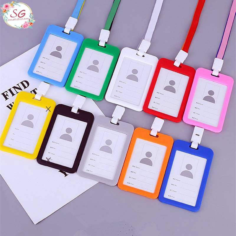 M805ที่ใส่บัตรพนักงาน สายสุ่มสี พร้อมสายห้อยคอ ใส่ป้าย โรงงาน มีหลายสีให้เลือก พลาสติดใส