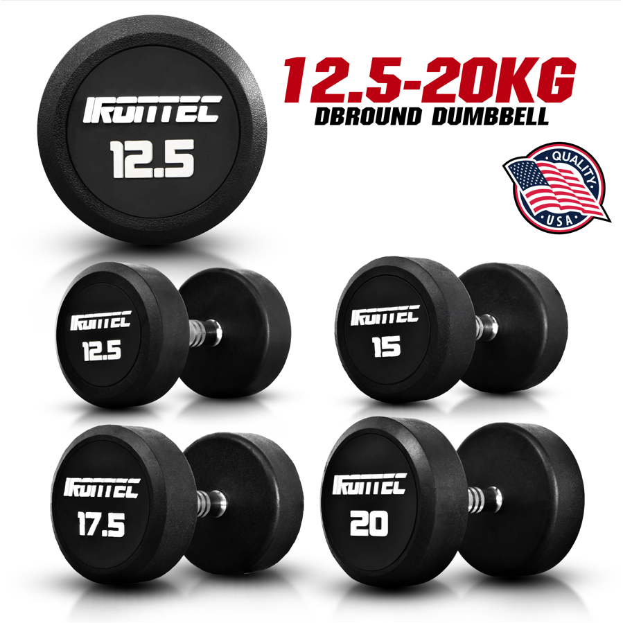 [ลด80% หลุด QC] ดัมเบลกลม หุ้มยาง IRONTEC ขนาด 12.5KG - 20KG x 2 ชิ้น (DBROUND) ⚠️สินค้ามีตำหนิลด 80%⚠️