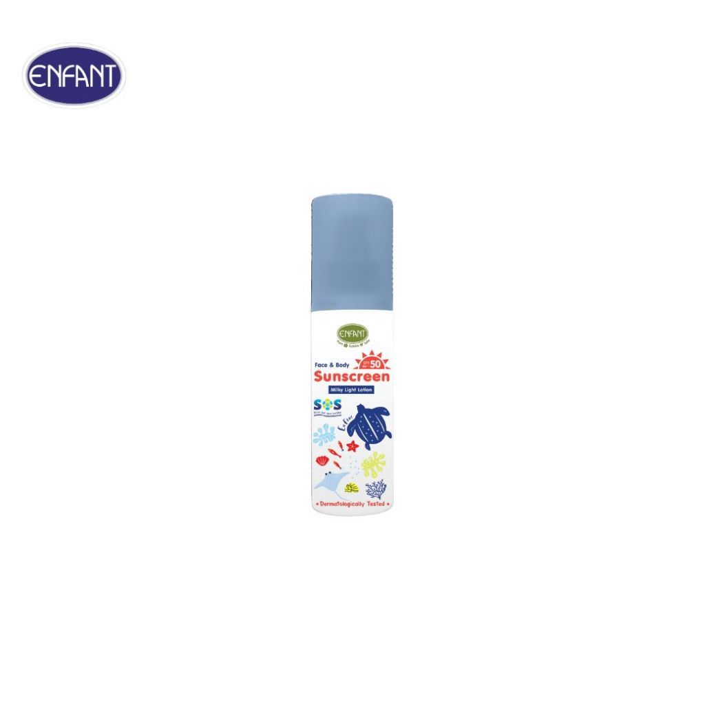 อองฟองต์ โลชั่นกันแดดสูตรอ่อนโยนสำหรับเด็ก(สูตรกันน้ำ)SPF 50 PA+++ Organic Plus Face & Body Sunscreen Milky Lotion