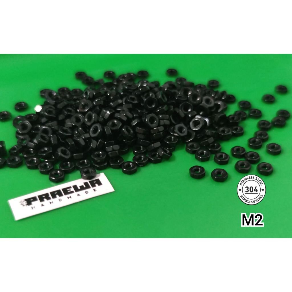 [ส่งถูก!] น็อตดำ M2 ตัวเมีย สแตนเลส 304 เงางาม ดำดุ สำหรับรถทามิย่า รถก้าง รถป๋อง - Mini4WD Black M2