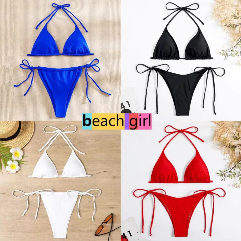 👙beachgirl👙bikini sexy สีดํา ผูกคอ ชุดว่ายน้ำ รุ่นใหม่ ชุดไปทะเล #0327