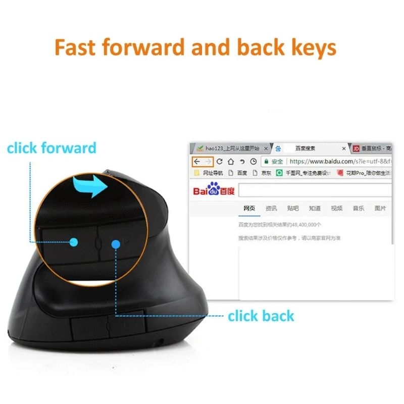 เมาส์ออปติคอล เมาส์ในแนวตั้ง 2400 DPI Wireless Mouse Ergonomic Vertical ออกแบบตามสรีรศาสตร์