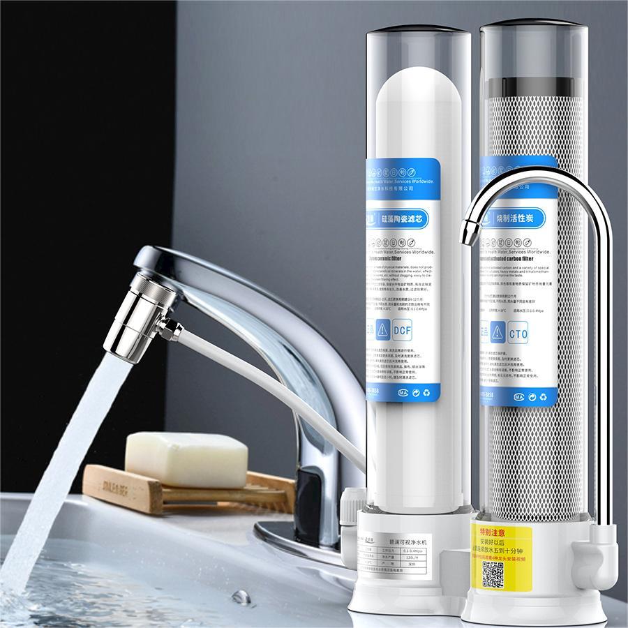 water เครื่องกรองน้ำดื่ม 2 ขั้นตอน ขนาด 10 นิ้ว พร้อมชุดอุปกรณ์ครบชุด (แถมฟรีวาล์วสำหรับต่อน้ำเข้า)