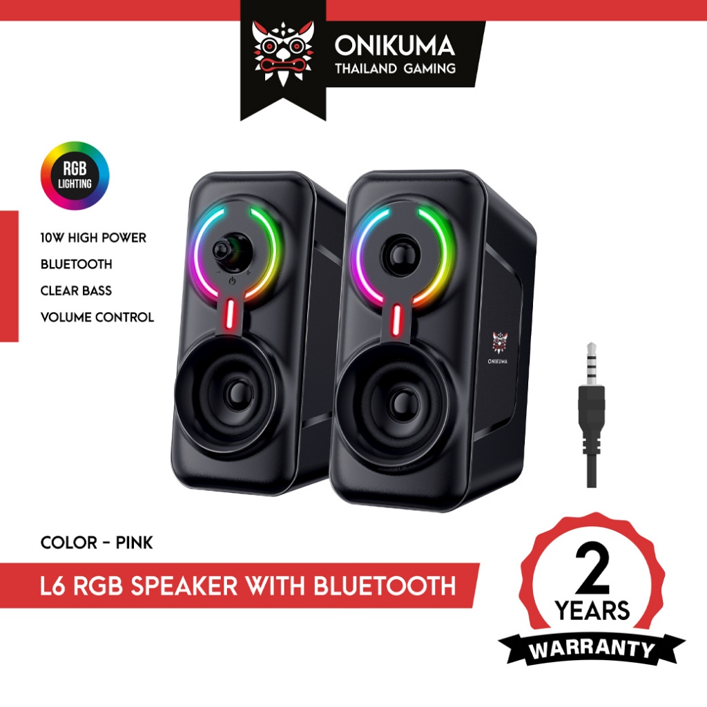 Onikuma L6 Speaker with Bluetooth ลำโพงคอมพิวเตอร์ รองรับ AUX / Bluetooth พร้อมไฟ RGB