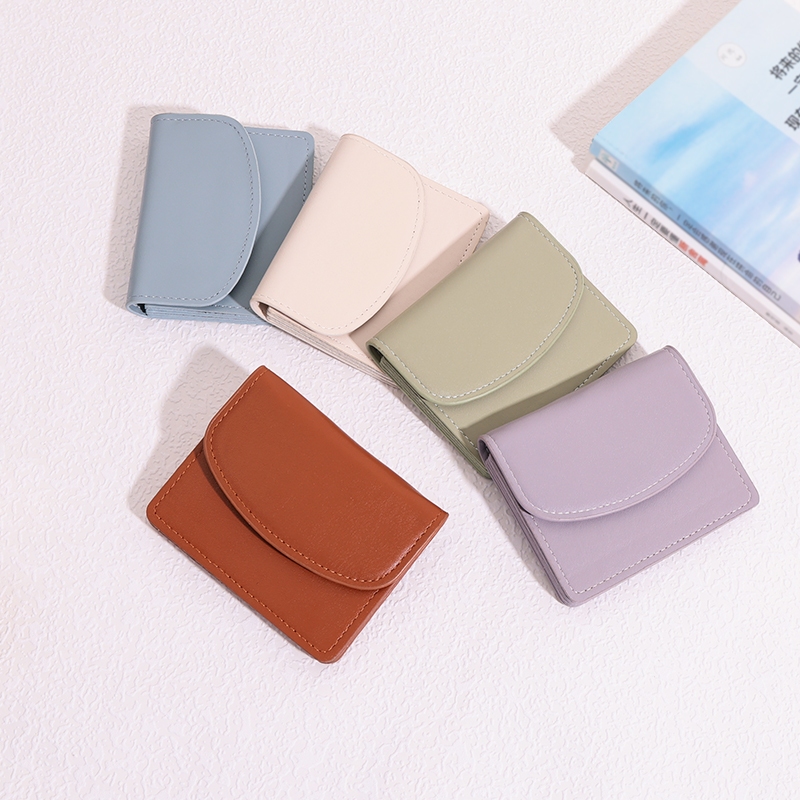 B-650🔥กระเป๋าสตางค์มินิมอล PU สีน่ารัก พกพาสะดวก ขนาดเล็กแบบพกพา พร้อมช่องใส่บัตร สำหรับผู้หญิง 9สี